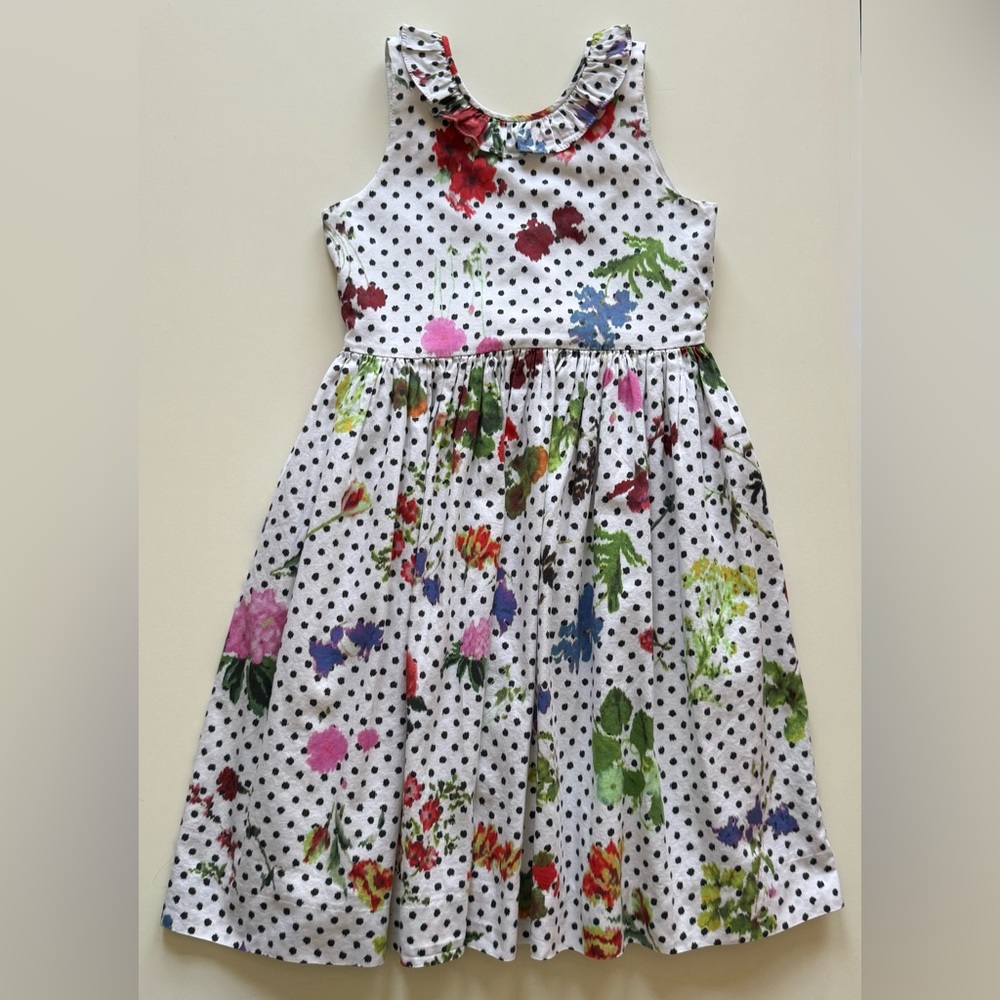 Oscar de la Renta Girls Mini Me Botanical Garden Floral Polka Dot Dress -Size 6Y